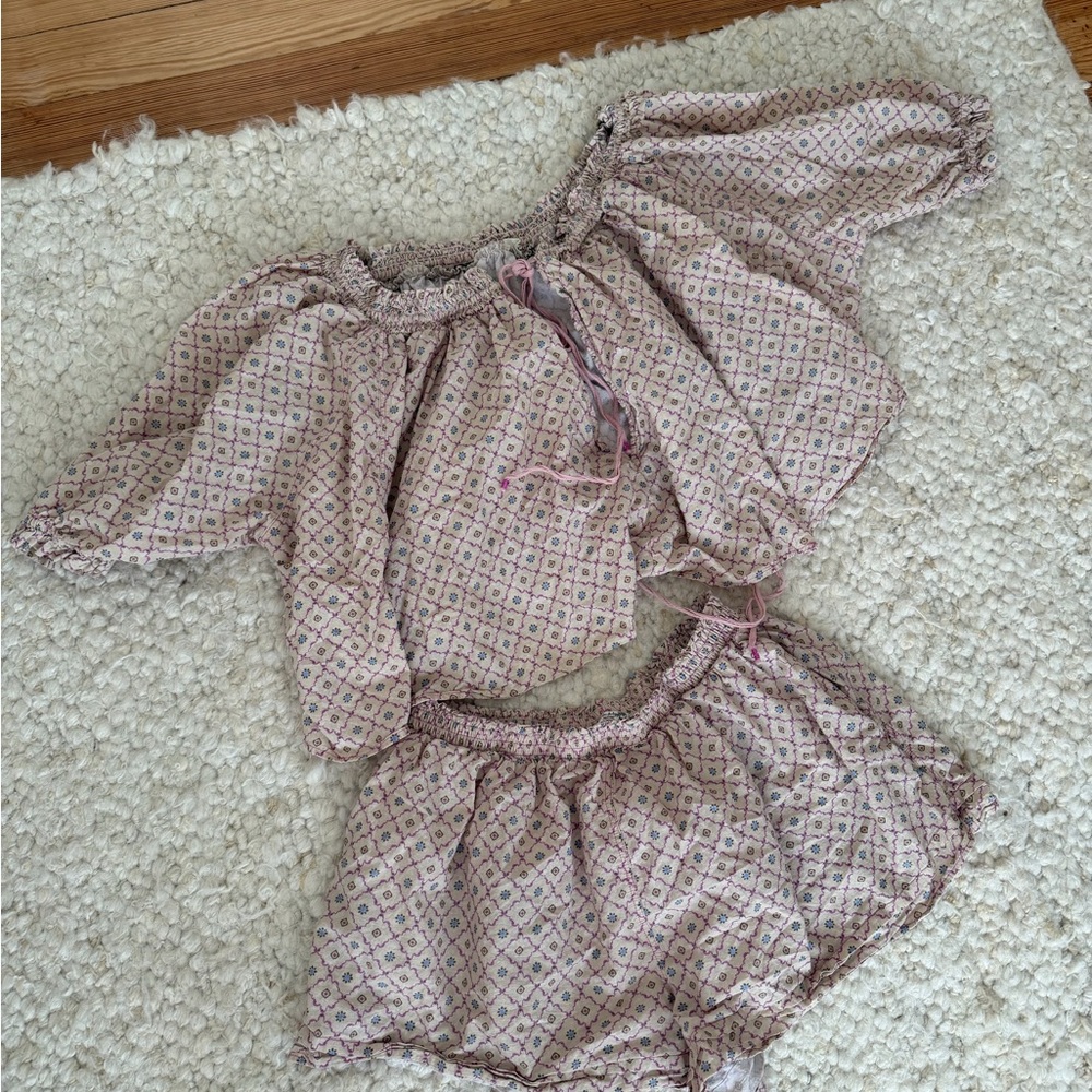 Free People Cream & Light Pink Printed Two-Piece Set